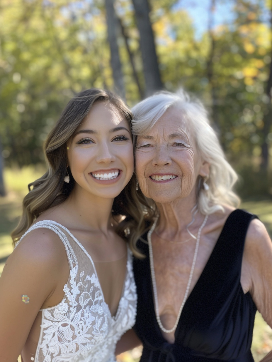 A Happy Bride And Her Mom On Wedding Day