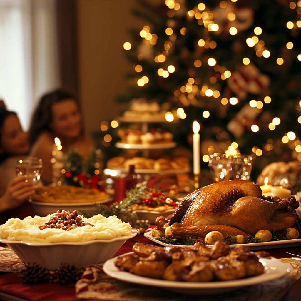 A Happy Christmas Dinner with Family Joy