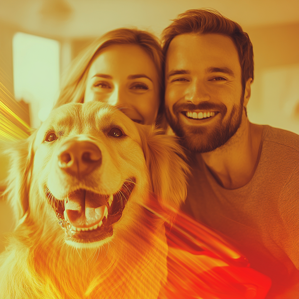 A Happy Couple with a Dog and Vacuum