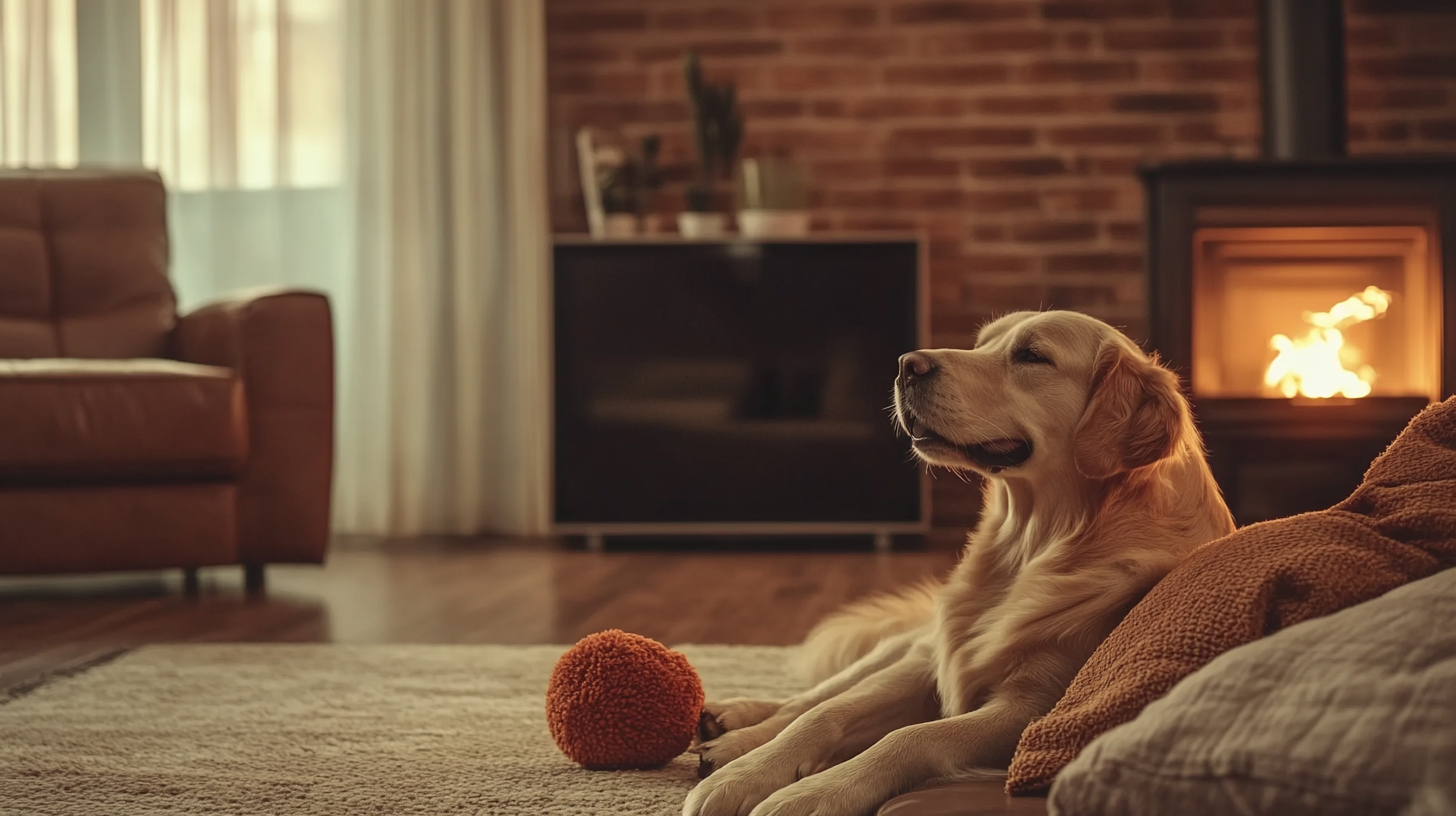 A Happy Dog and Owner in Cozy Living Room