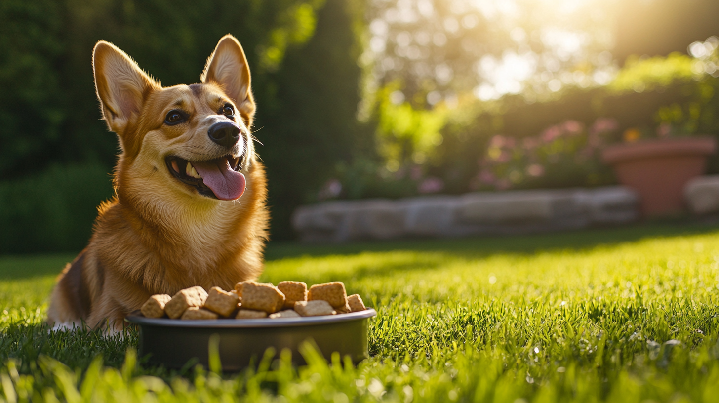 A Happy Dog with Treats in the Sun