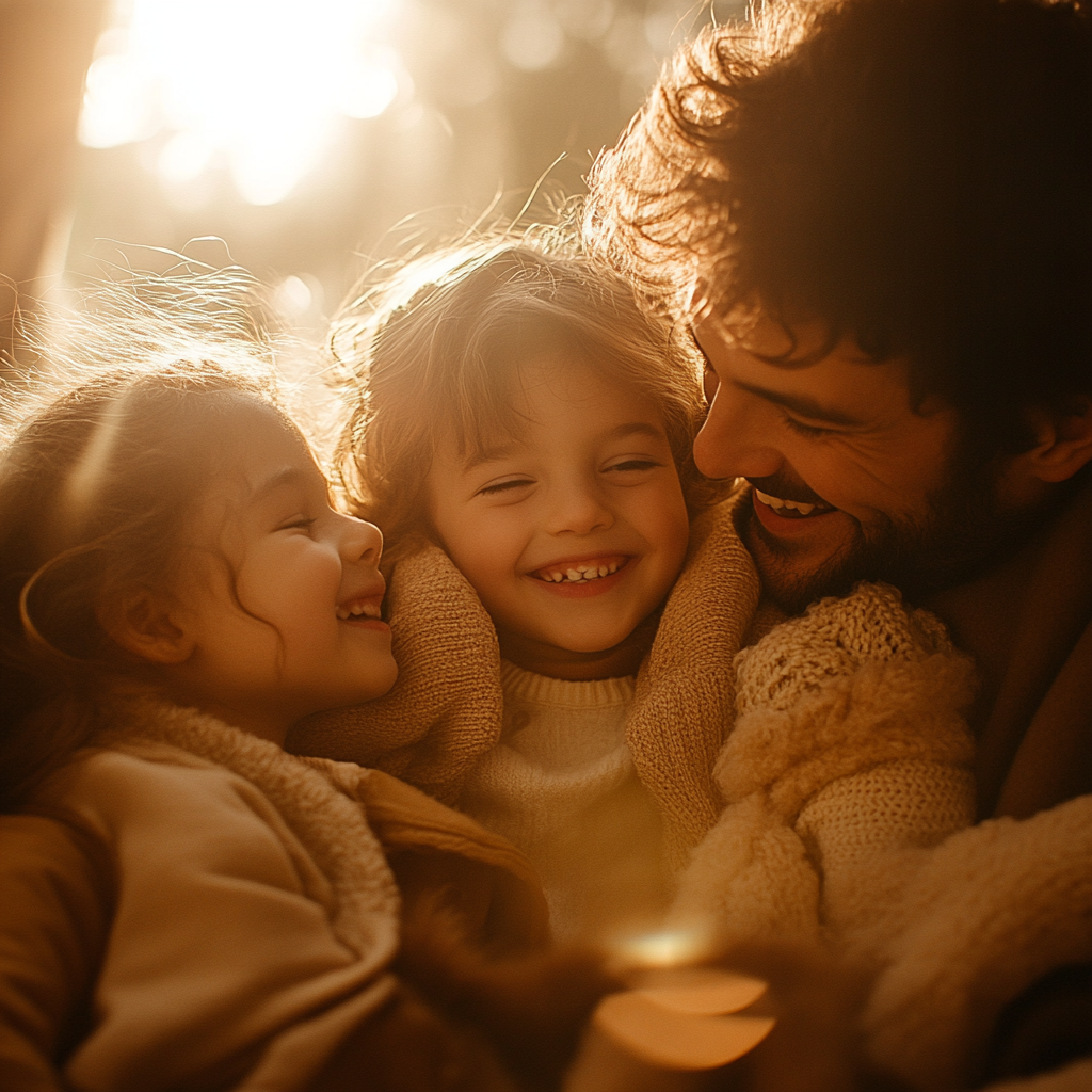 A Happy Family Laughing Together in the 90s