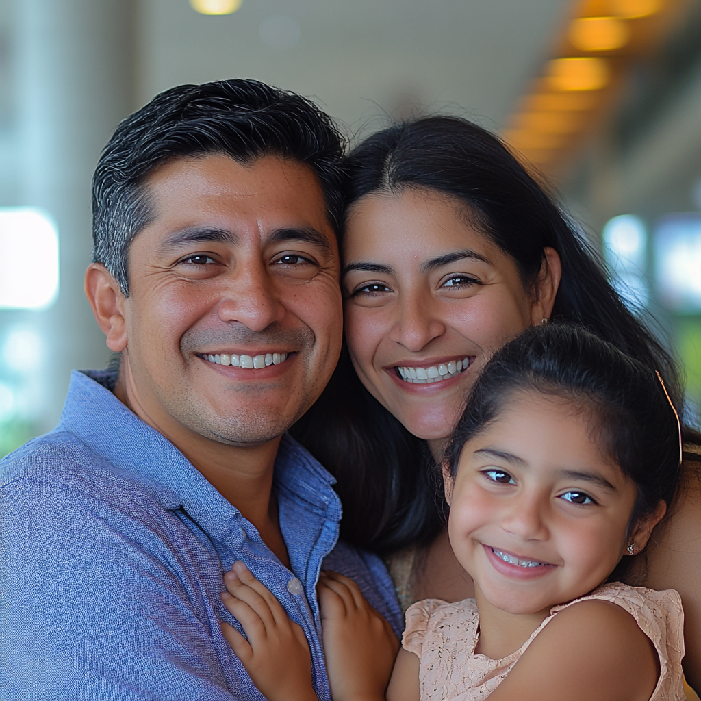 A Happy Latin American Family at AirportVacation