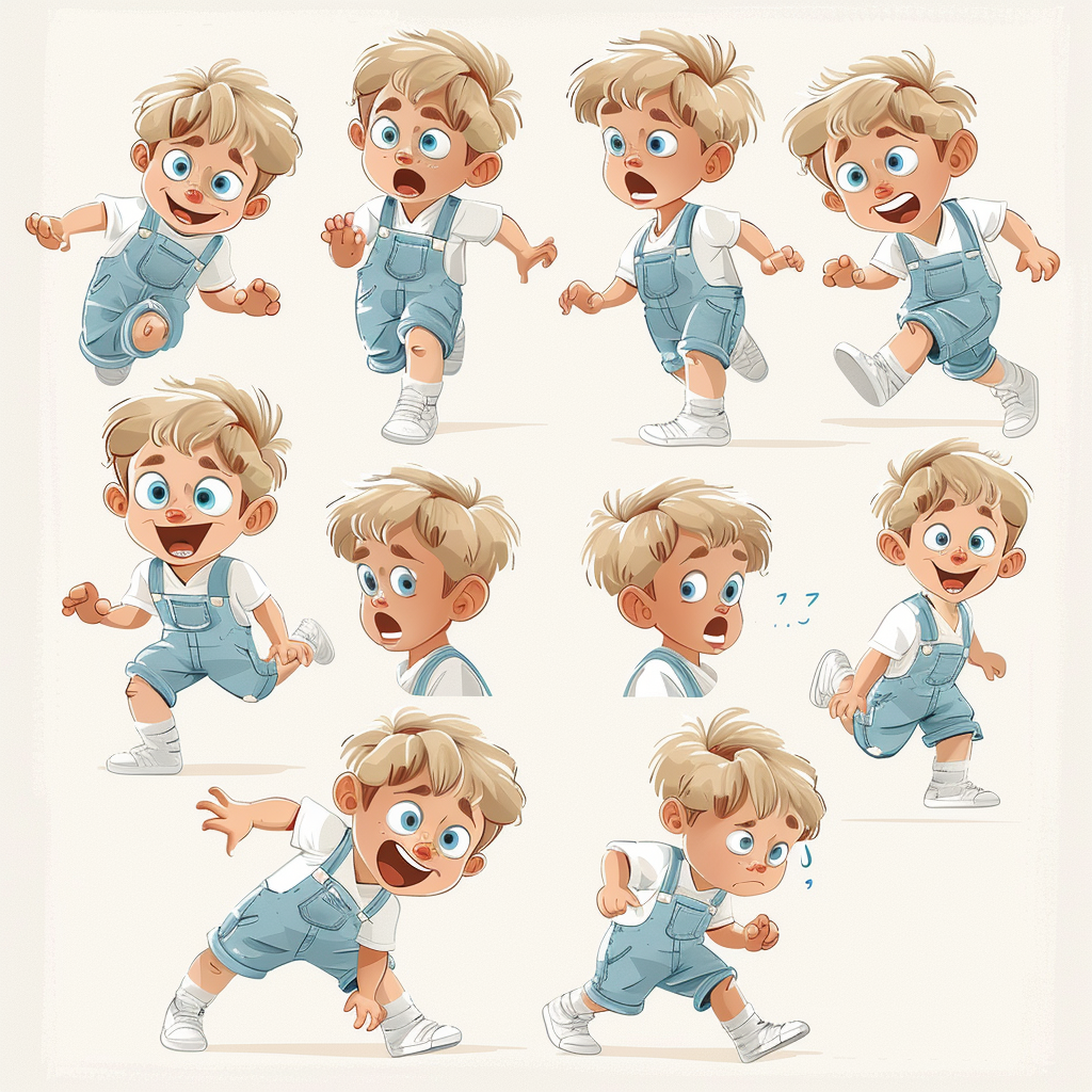 A Happy Little Boy in Different Poses