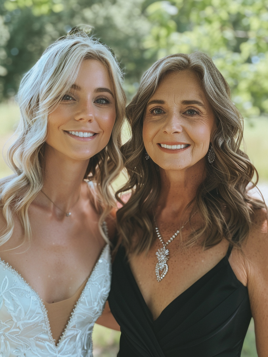 A Happy Mother and Daughter on Wedding Day