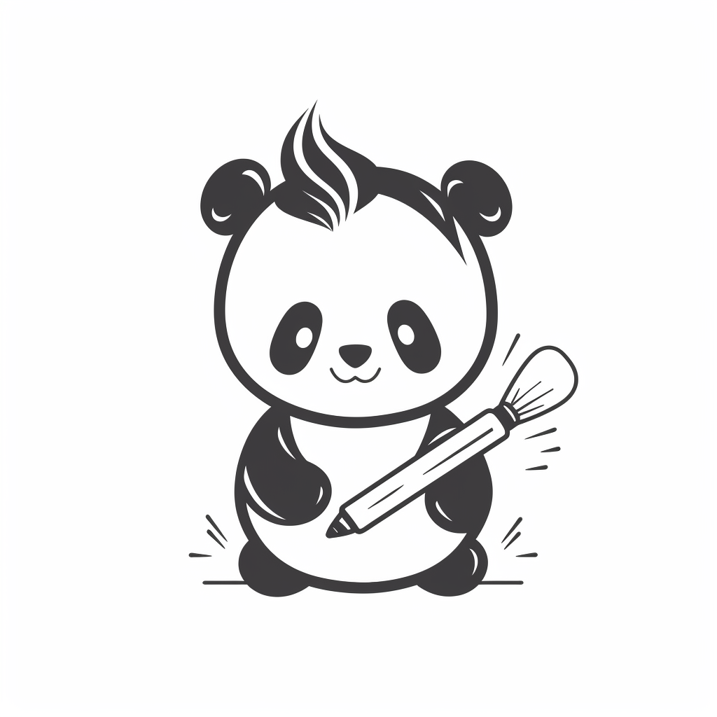 A Happy Panda Writing with an Ink Quill