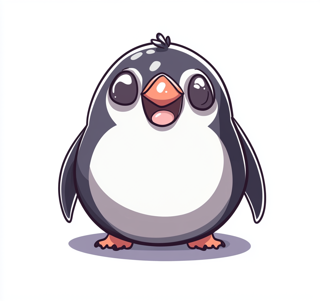 A Happy Penguin with Sweat Bead Emoji