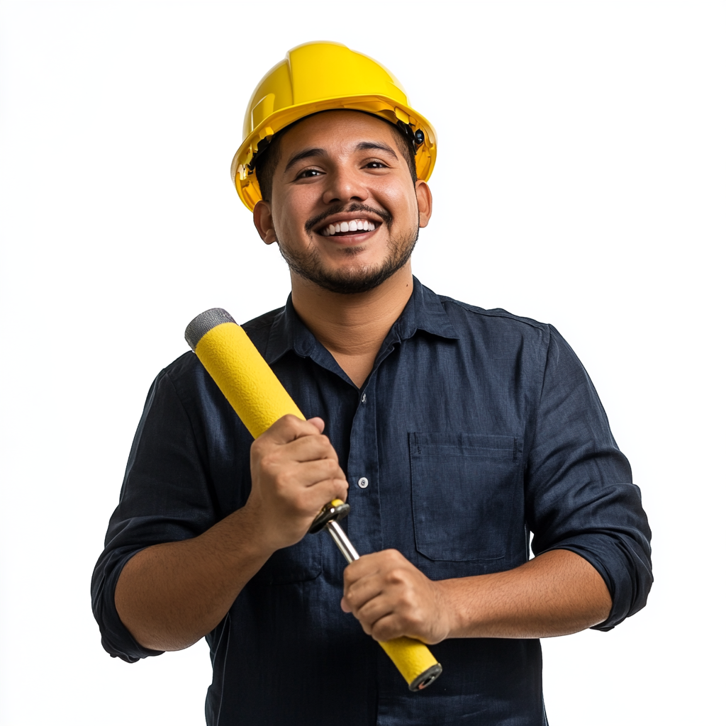 A Happy Puerto Rican Man Poses with Roller