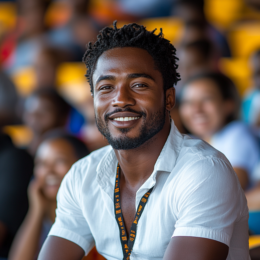 A Happy Tanzanian Man at the Stadium