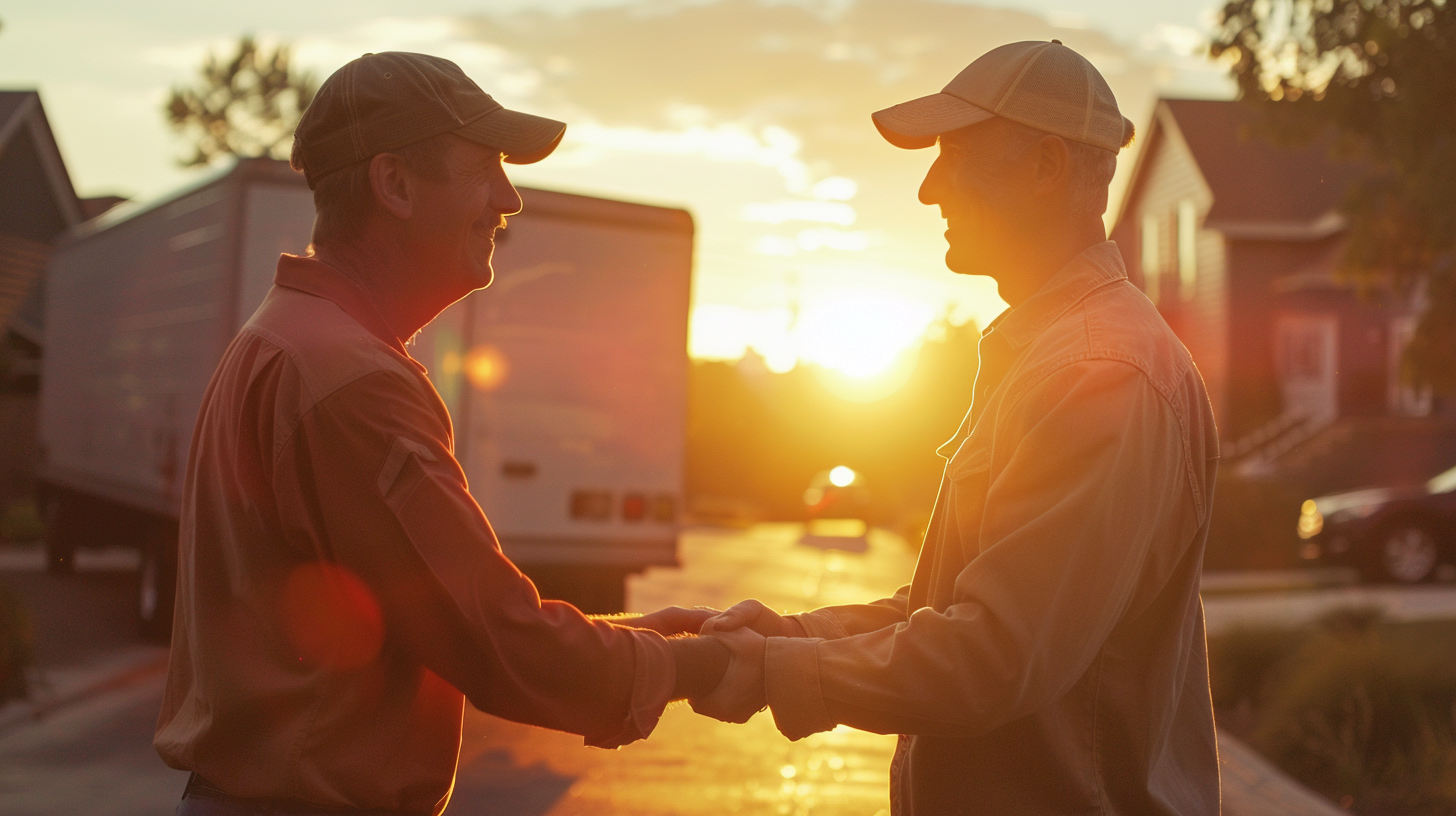 A Happy Worker Shakes Hands with Customer