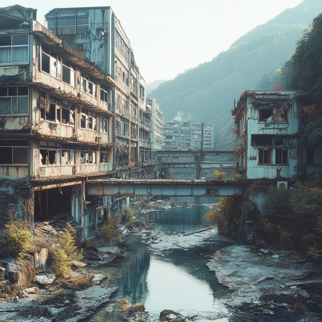 A Haunted Hot Spring Town by a River.