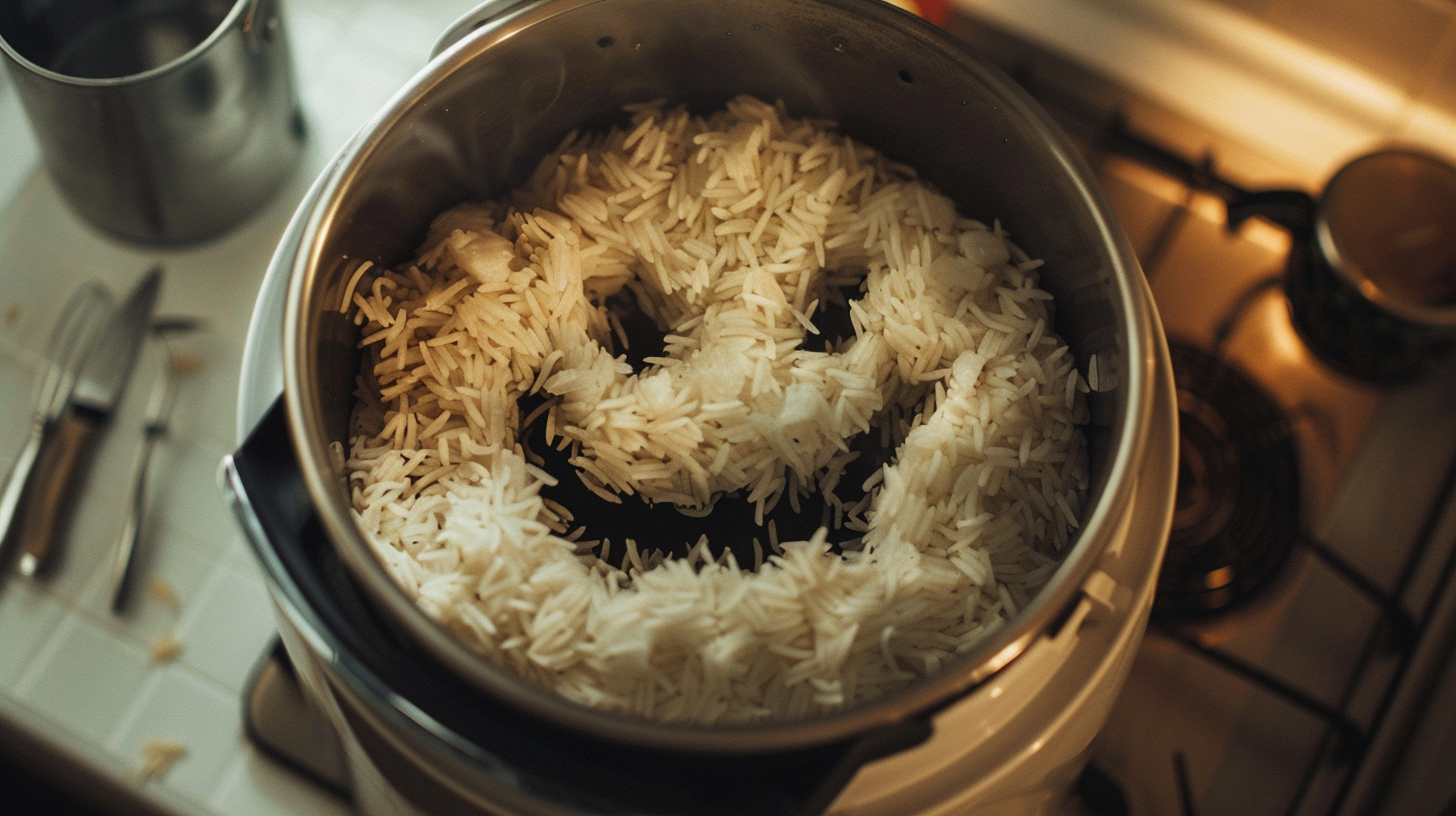 A Haunting Demon Face in a Clean Rice Cooker