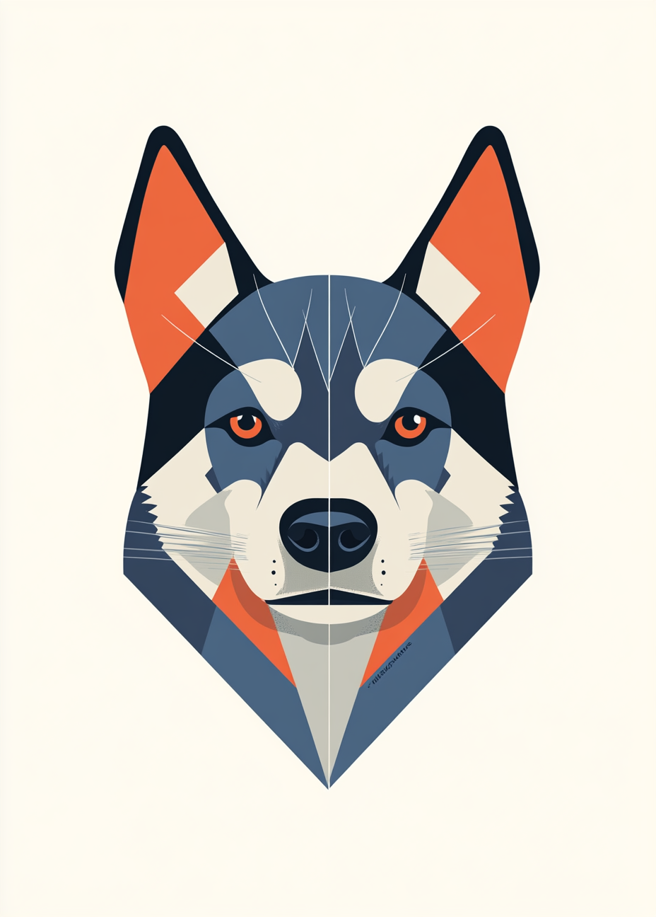 A Huskie Head in Minimalistic Style