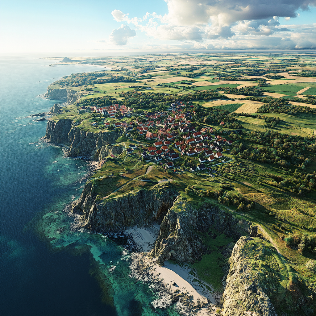 A Hyper-Realistic Aerial View of Bornholm, Denmark