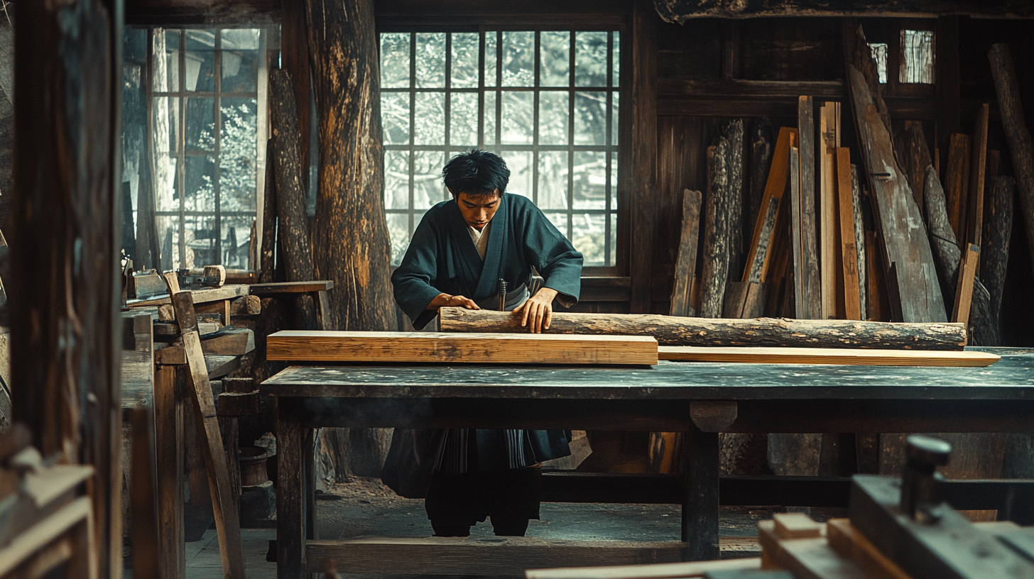 A Japanese Carpenter in 19th Century Workshop