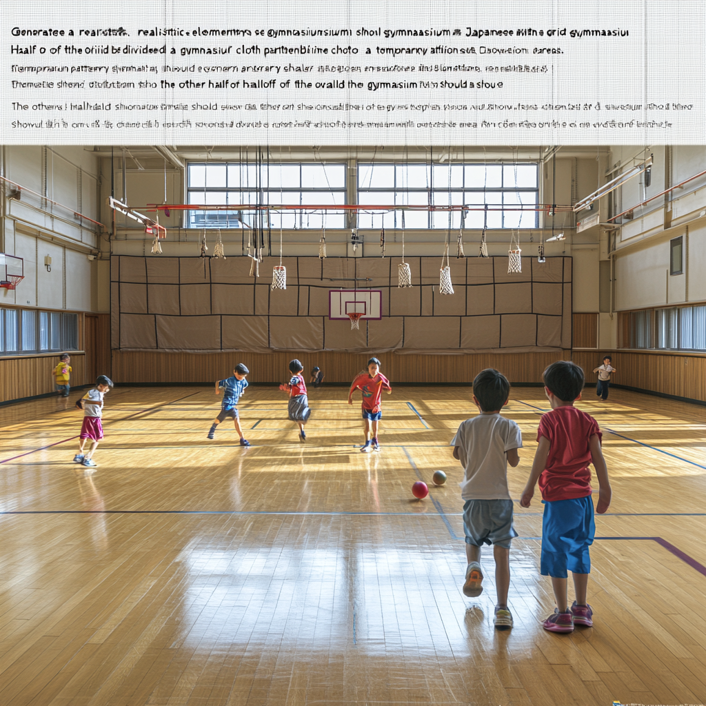 A Japanese elementary school gymnasium with dual purposes