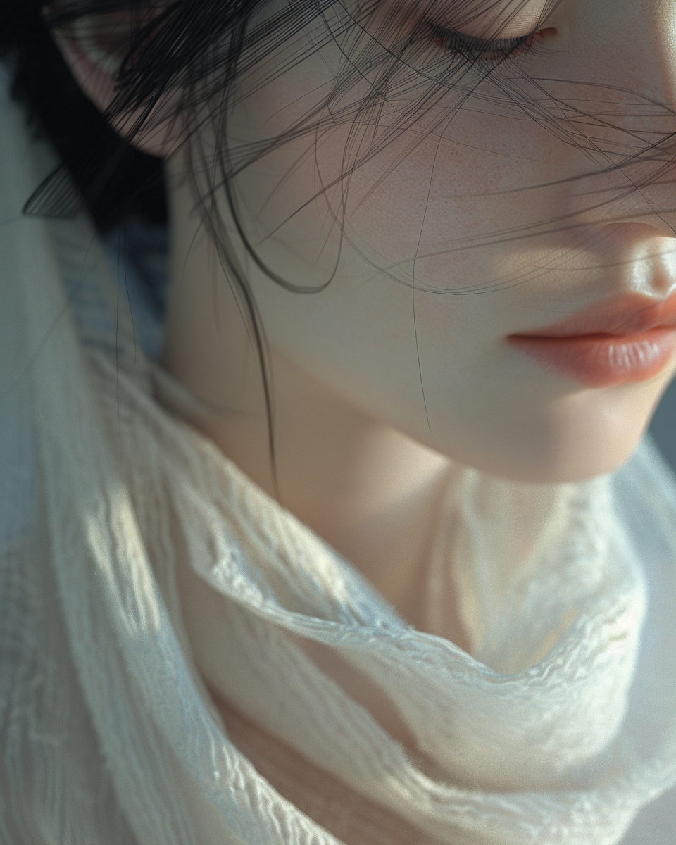 A Japanese girl in white chiffon cardigan