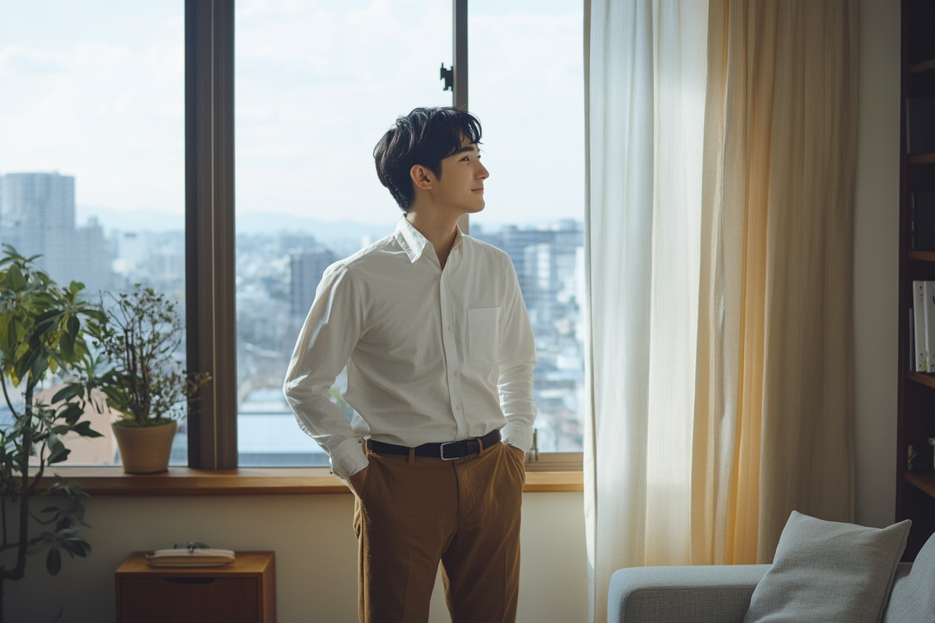 A Japanese man in living room