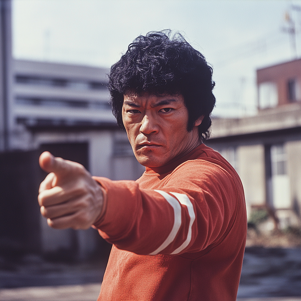 A Japanese man with black permed hair.