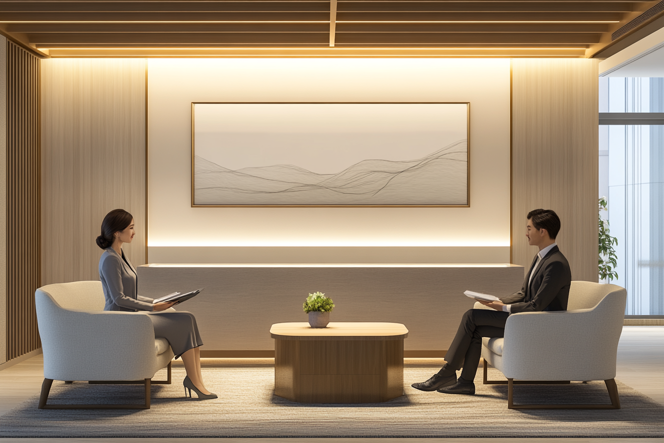 A Japanese woman at the bank consultation room