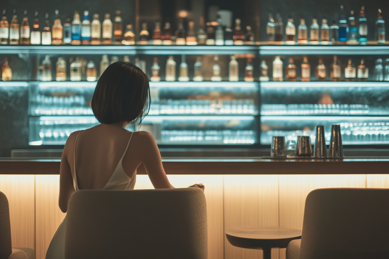 A Japanese woman in a classy bar