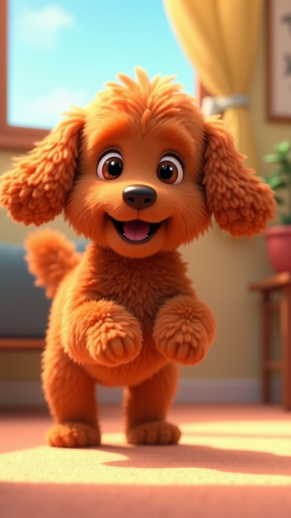 A Joyful Red Cavapoo in Animated Park