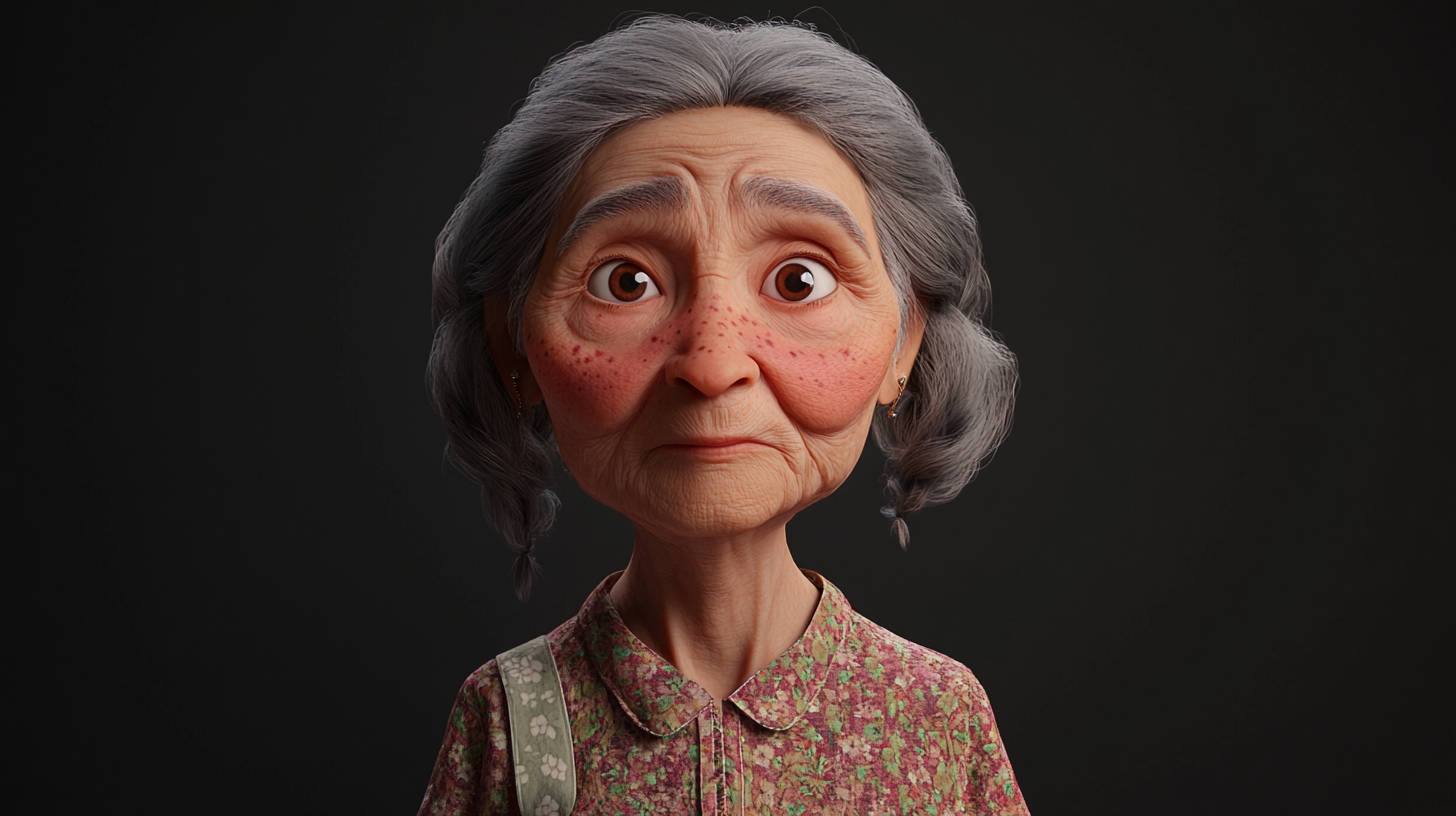 A Kazakh Grandmother in Disney Style Joyful Animation