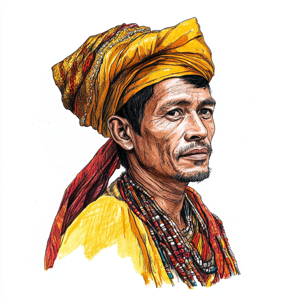 A Khasi Tribe Man in Traditional Dress 