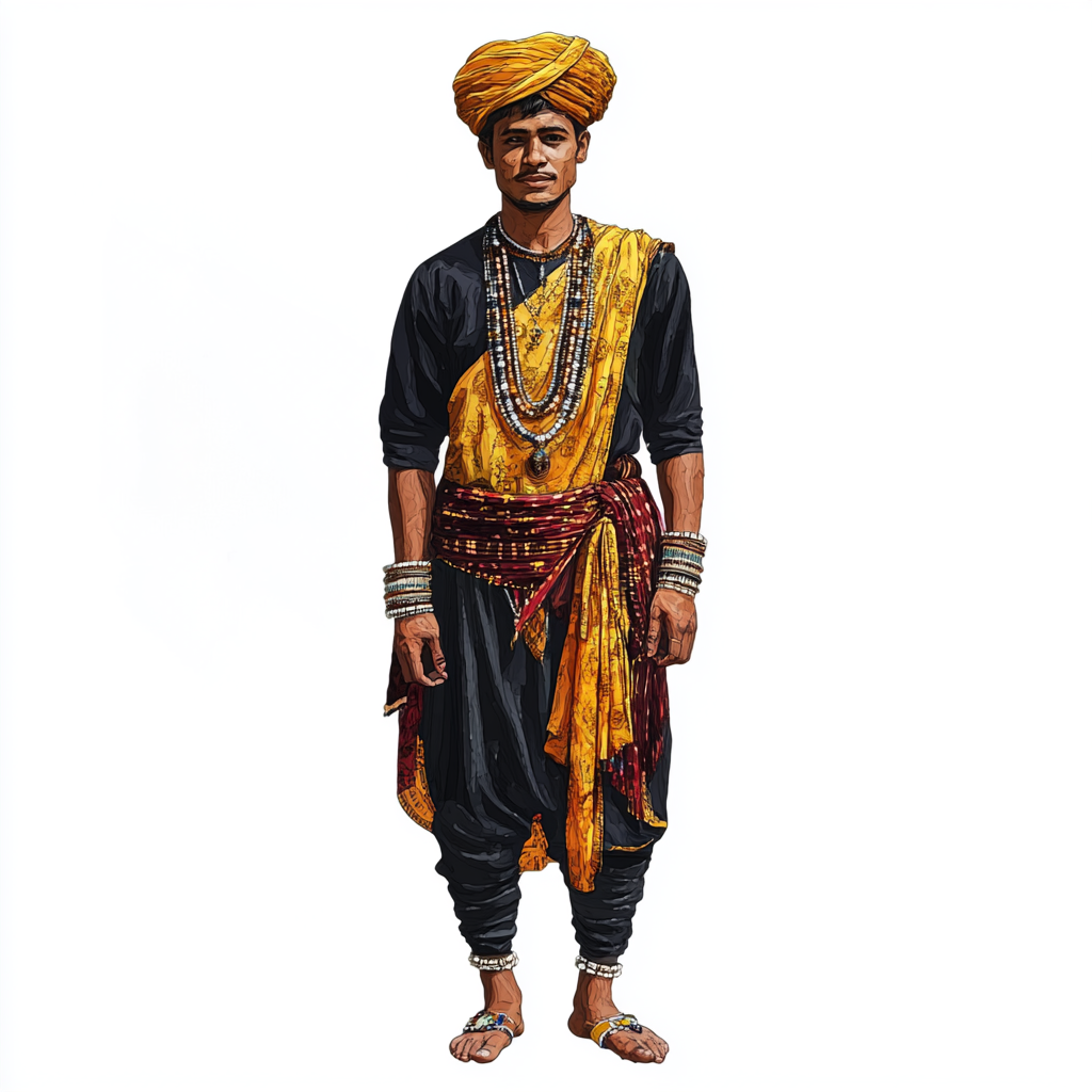 A Khasi Tribe Young Man in Traditional Dress.