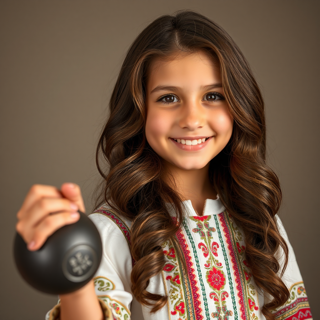 A Kind Girl with Wavy Brown Hair