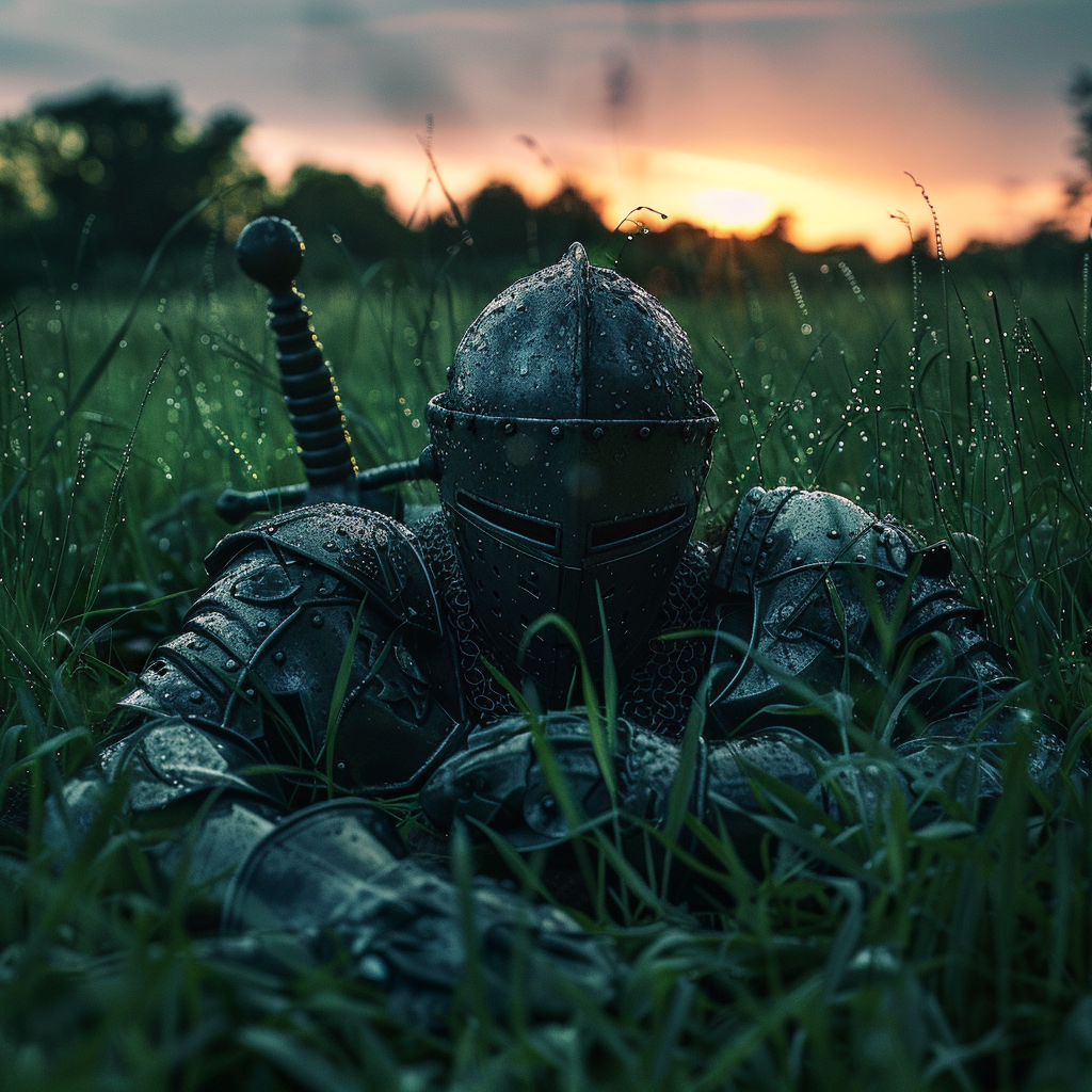 A Knight Resting After Winning Important Battle