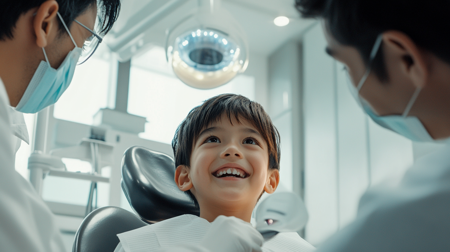 A Korean Boy Enjoying Dentist Visit in Clinic