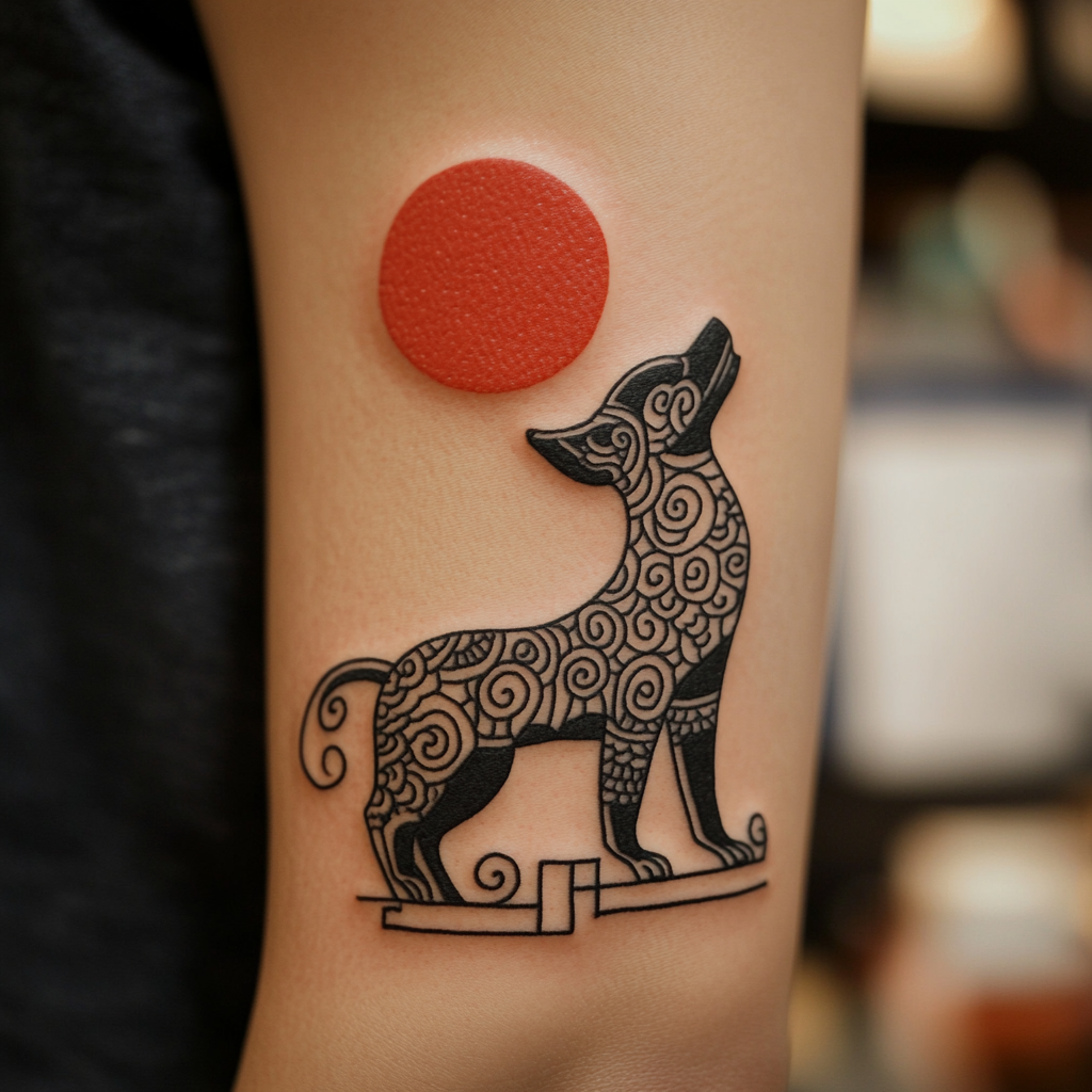 A Korean Bulgae dog in bold black ink.