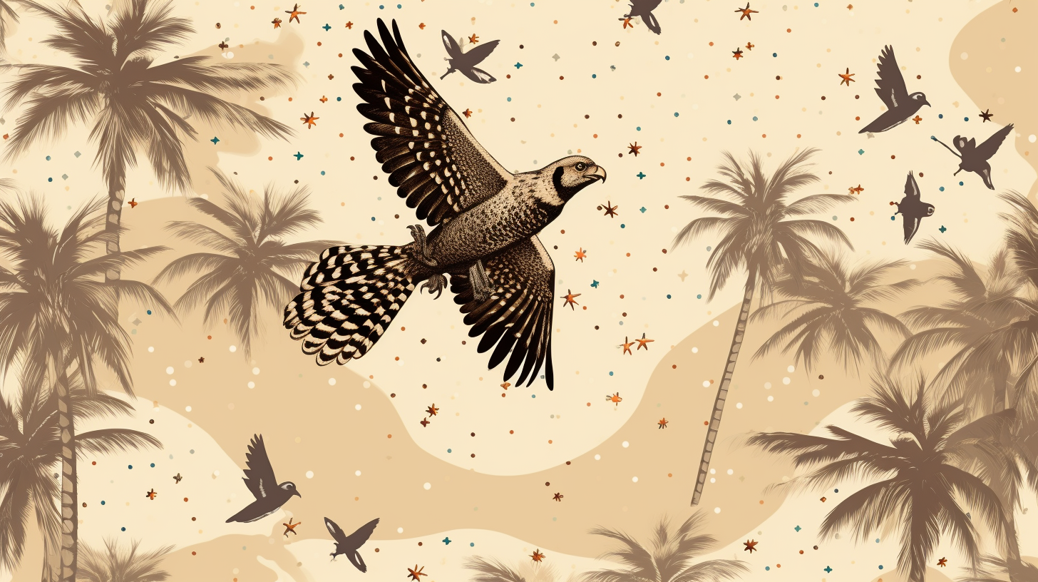 A Leopard and Eagle in Nature Seamless Pattern