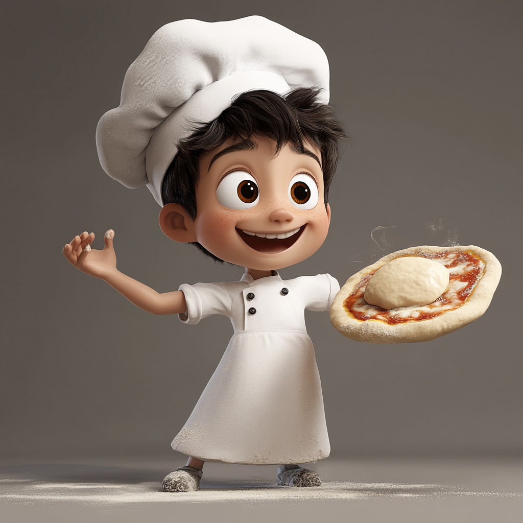 A Little Boy Making Pizza in 3D