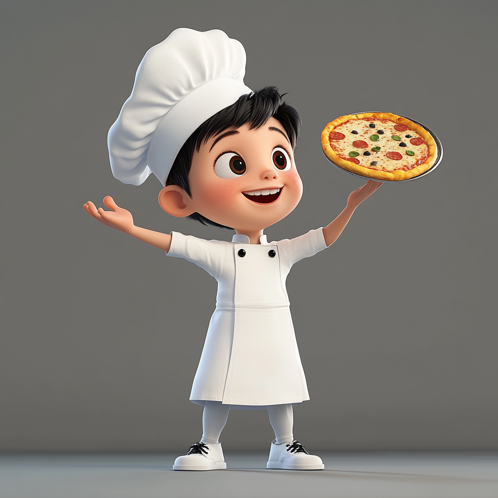 A Little Chef Boy Tossing Pizza Joyfully