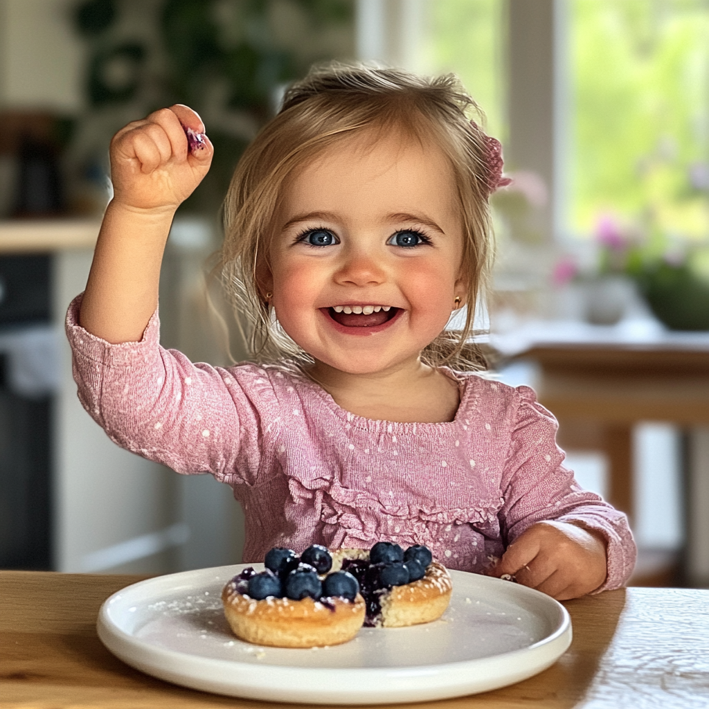 A Little Girl Enjoying a Blueberry Friand