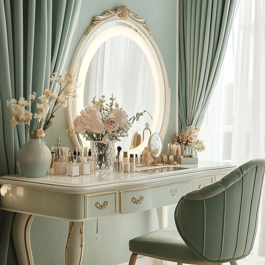 A Lovely Vanity Table in a Calm Room