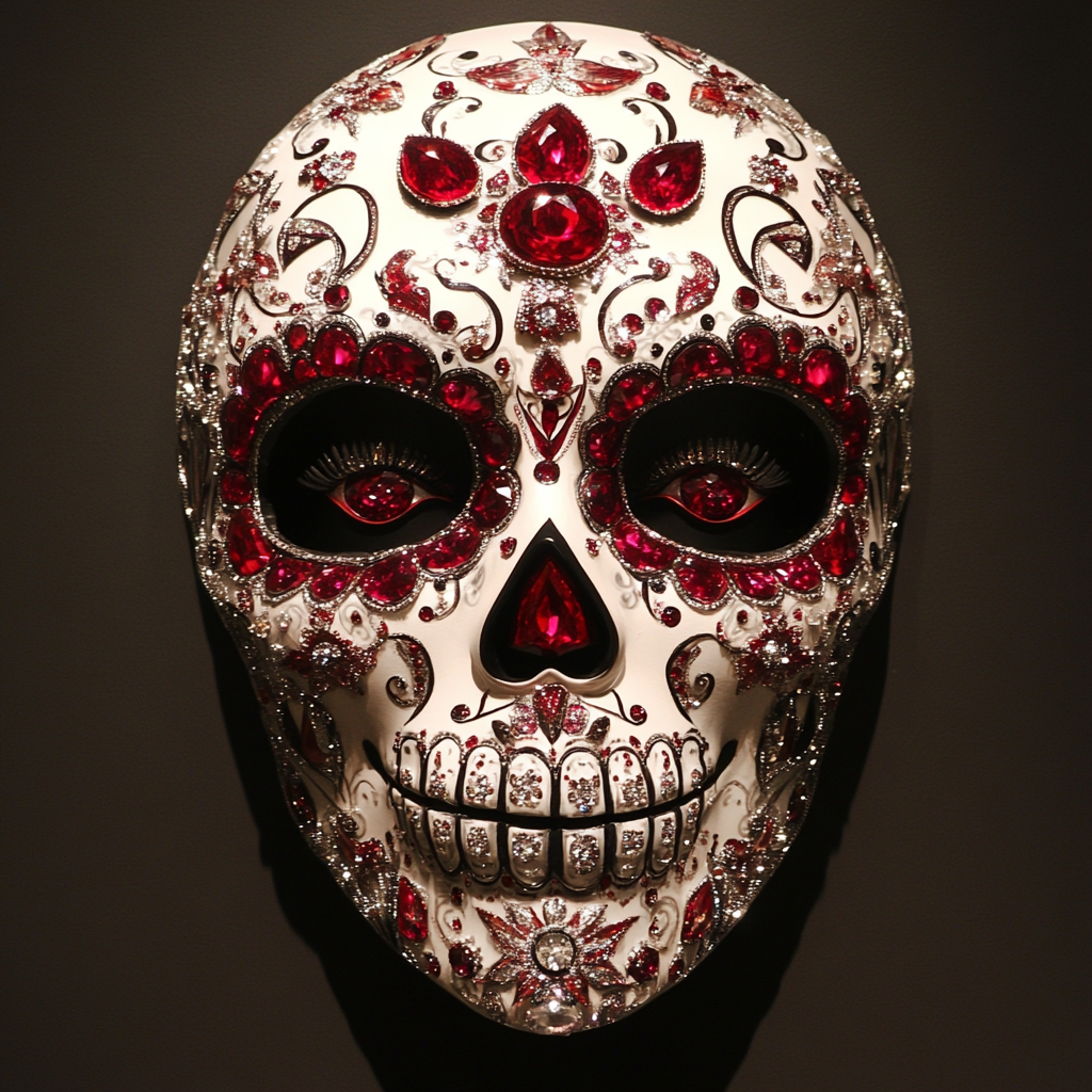 A Luchador Mask with Diamonds and Rubies Display