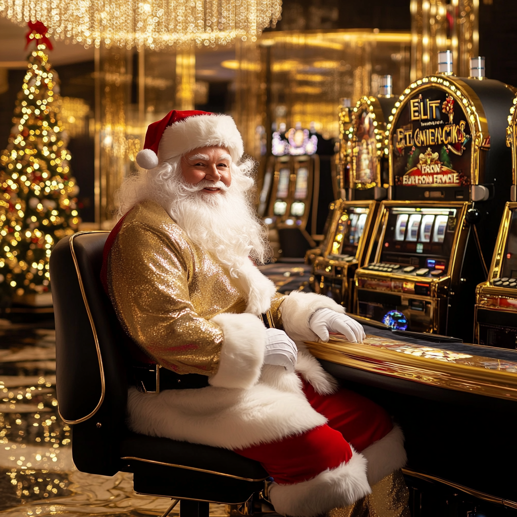 A Luxurious Casino Scene with Santa Claus