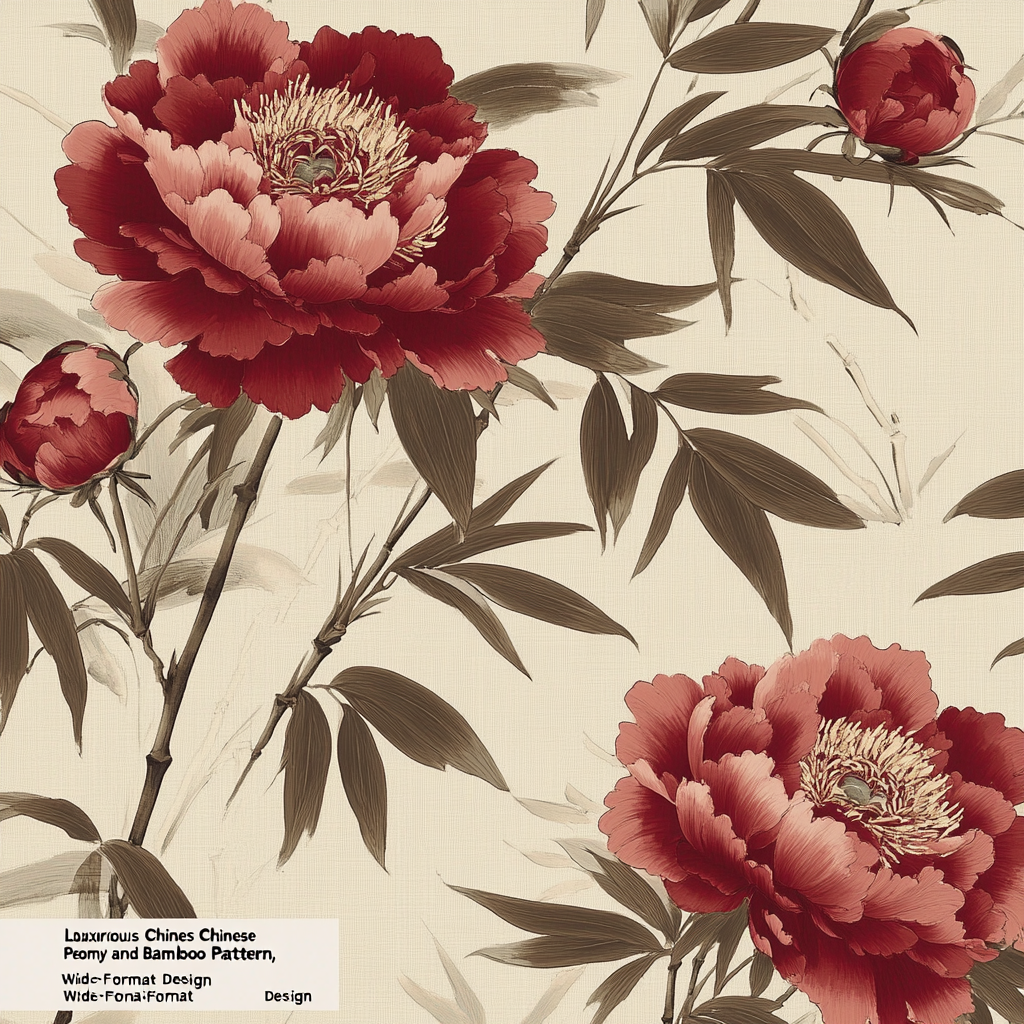 A Luxurious Chinese Peony and Bamboo Wall Decor