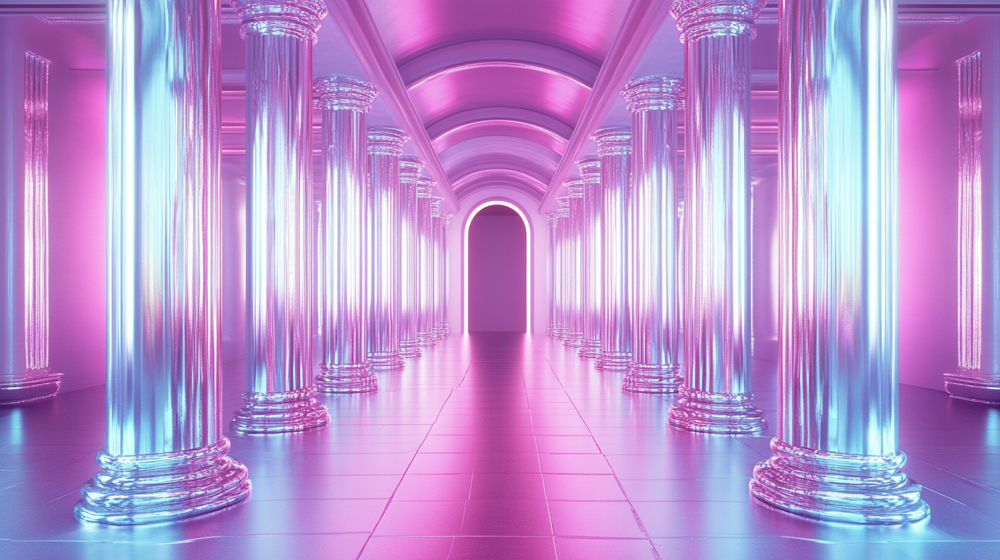 A Luxurious Goddess Theme Tunnel Hall with Pillars