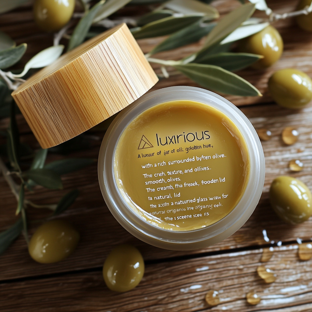 A Luxurious Olive Oil-Infused Cream Surrounded by Olives