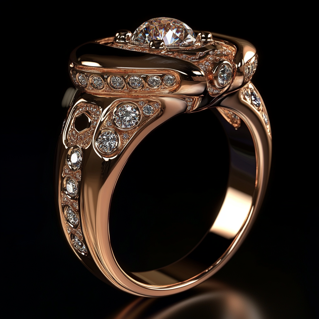 A Luxurious Rose Gold Ring with Unique Design