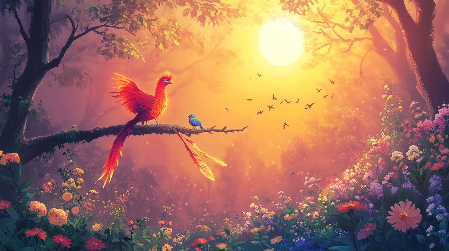 A Magical Fairy Tale Forest with Firebird.