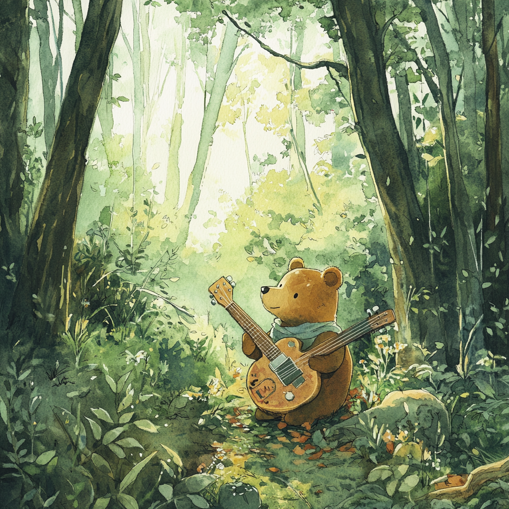 A Magical Forest Scene: Jonny the Bear's Guitar