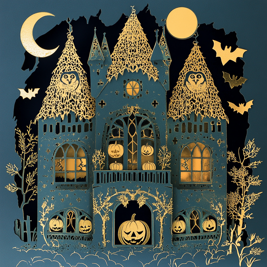 A Magical Owlery Tower With Smiling Pumpkins