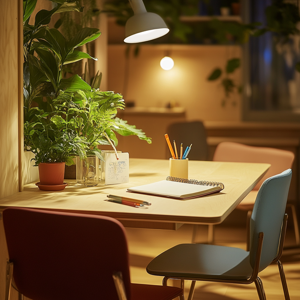 A Magical Work Environment with Natural Wood Desk