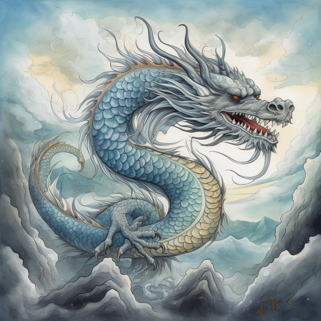 A Majestic Chinese Dragon in Cartoon Style