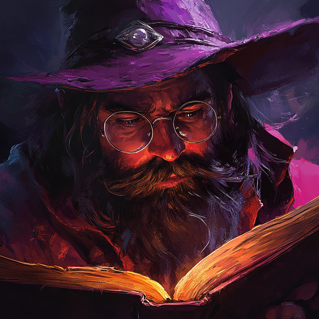 A Male Dwarf in a Wizard Hat Contemplating